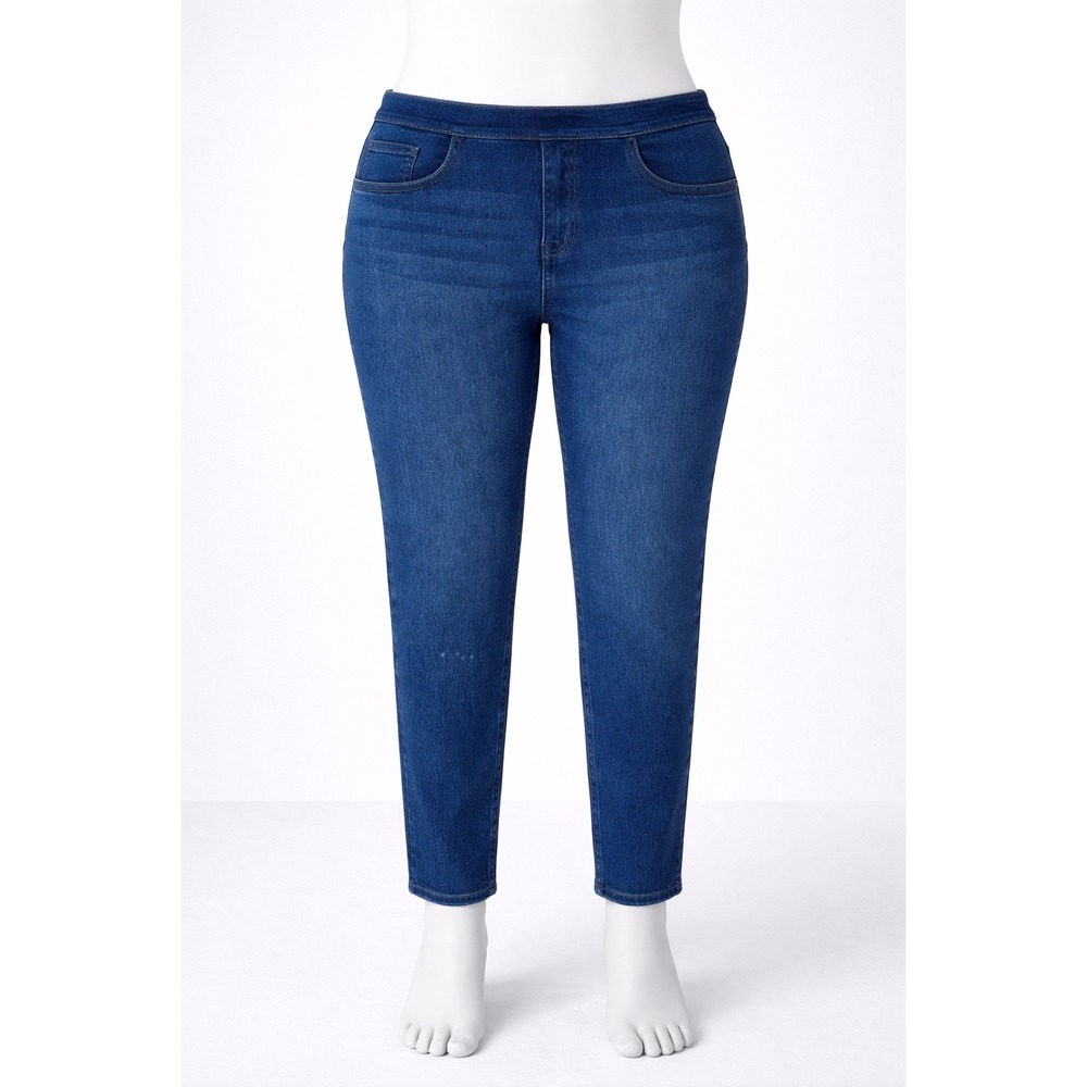 Spanx Medium Wash Blue Jeggings Pull On Size M Stretch Denim